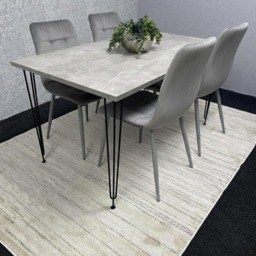 Dining Table With 4 Chairs Modern Grey Dining Table Set With 4 Grey Velvet Chairs Dining Room Furniture