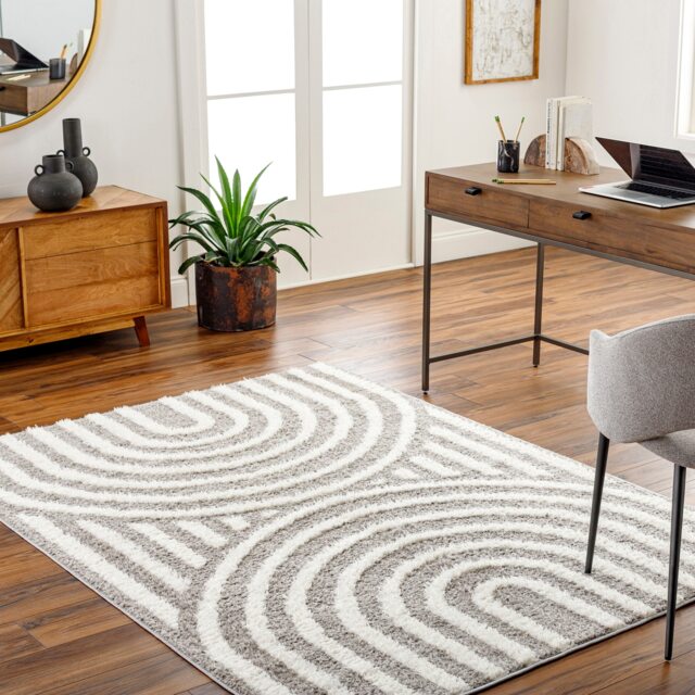 LIVABLISS Rodos-Modern Soft Plush Pile Rug 200 x 275 cm Charcoal White