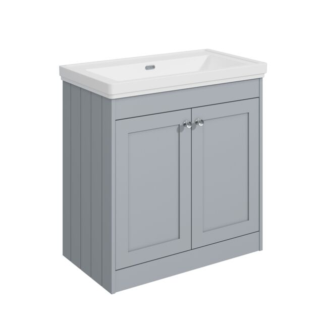 Balterley Floor Standing 2 Door Unit with Classic Basin No Tap Hole Grey 800 x 800 x 453mm