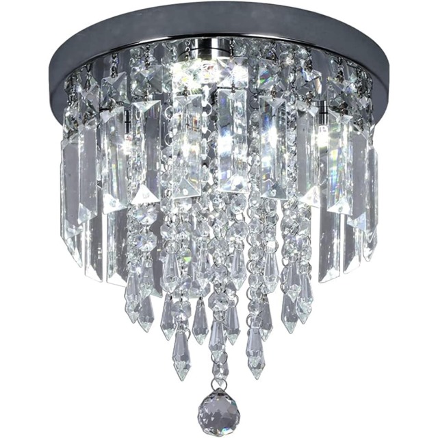 Modern LED Crystal Ceiling Lights Pendant Chandelier Lamp Cool White 28x25cm