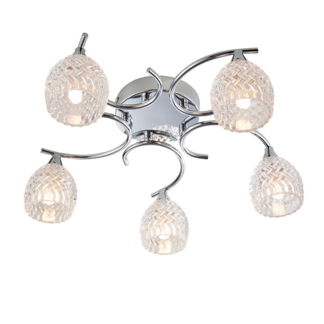 Boyer 5 Light Semi Flush Multi Arm Ceiling Light Chrome, G9