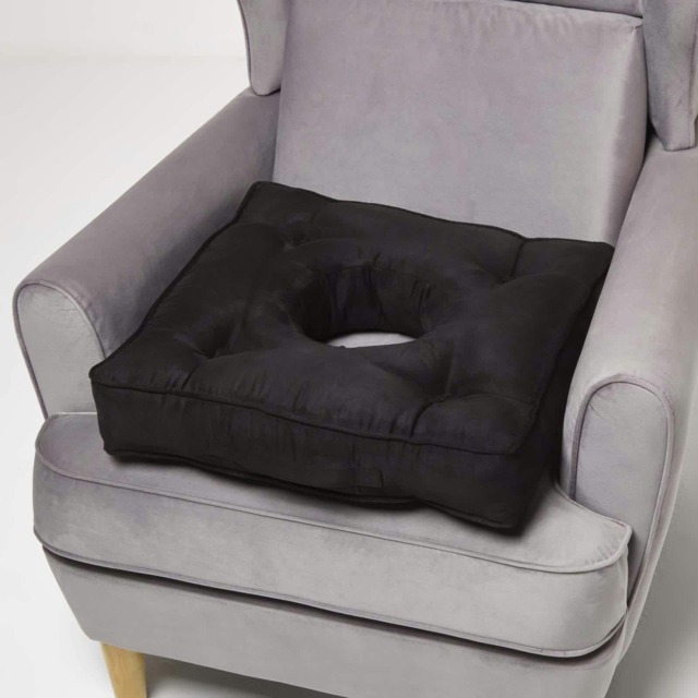 "Homescapes Black Faux Suede Coccyx Cushion Black Black 50cm x 50cm x 10cm (20"" x 20"" x 4"")"