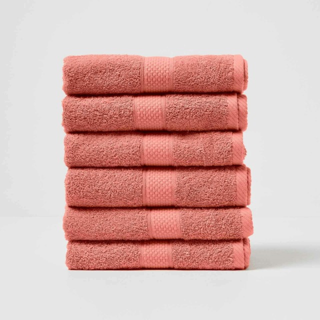 Homescapes Turkish Cotton Hand Towel Set of 6 - Burnt Orange Orange Hand towel 6