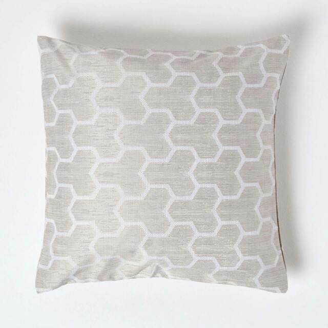 Homescapes Geometric Natural Jacquard Cushion Cover - 45 x 45 cm Cream Natural 45 x 45 cm