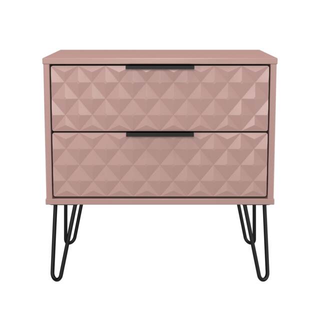 Islay 2 Drawer Wide Bedside Table in Kobe Pink (Ready Assembled) Pink Kobe Pink