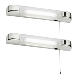 Set of 2 Rise - Chrome LED Bathroom Shaver Lights Chrome White 2