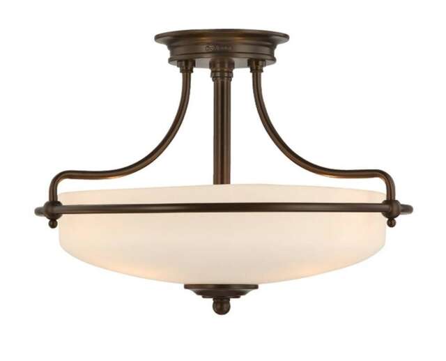 Griffin 3 Light Semi Flush Ceiling Light Palladian Bronze, E27
