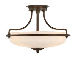 Griffin 3 Light Semi Flush Ceiling Light Palladian Bronze, E27
