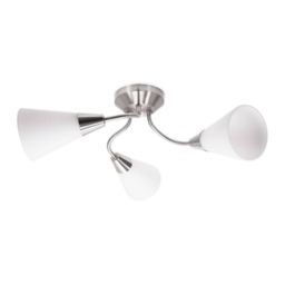 ValueLights Kristina 3 Way Silver Ceiling Light Frosted Shades and Bulbs