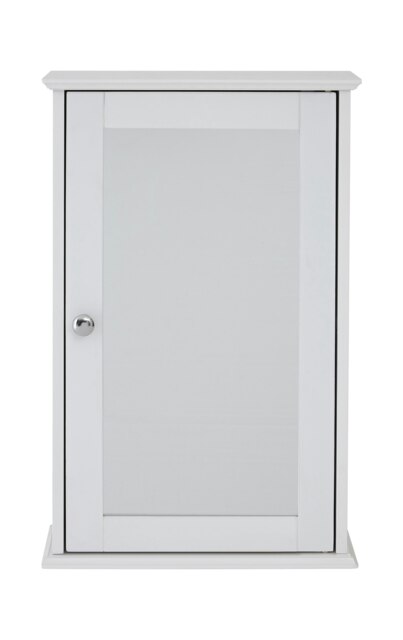 Interiors By Premier Mirrored Cabinet For Bathroom Use, White Wood Mirrored Cabinet With Chrome Handle, Small Drawer Unit White