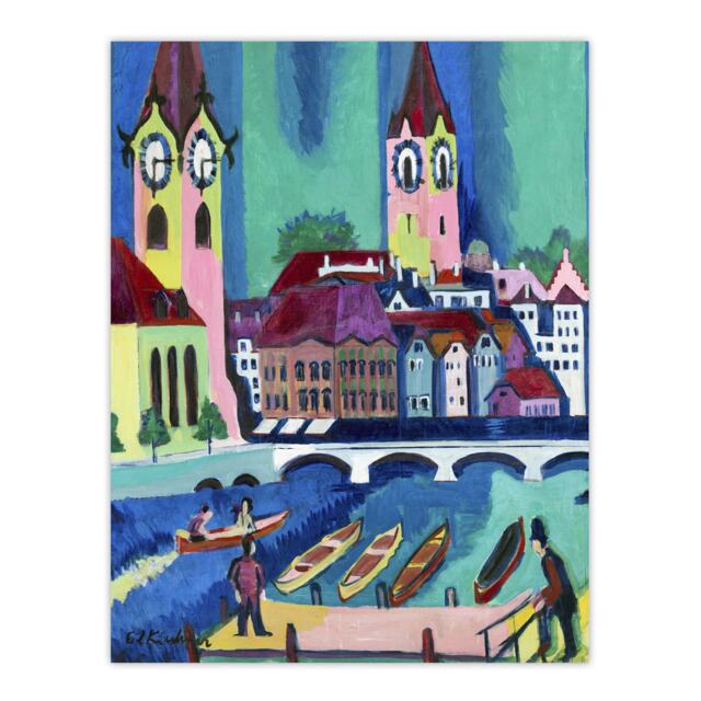Zurich Colourful Cityscape Kirchner Huge Wall Art Poster Print