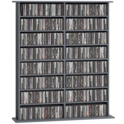 HOMCOM CD Storage Unit DVD Tower Blu-ray Storage Shelf for Office, Grey Grey Grey