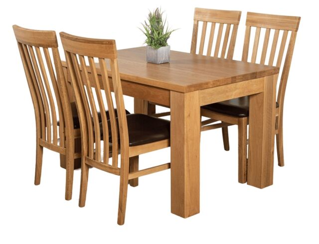 Dakota 127 x 82cm Oak Small Dining Table and 4 Harvard Chairs Brown Brown