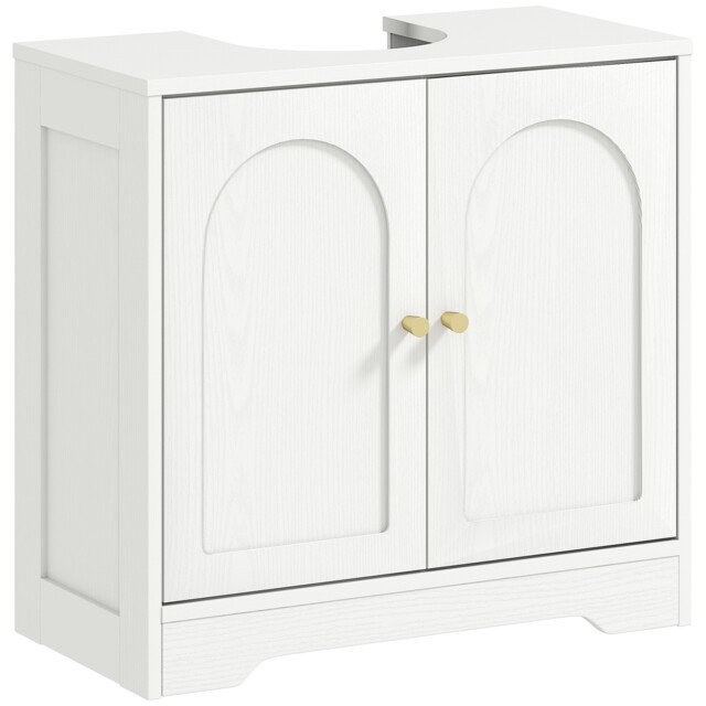 HOMCOM Modern Under Sink Cabinet for Basin without or with Pedestal, White White White