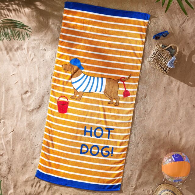 Catherine Lansfield Hot Dog Cotton Beach Towel Orange One size