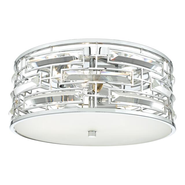 Seville 3 Light Flush Polished Chrome Crystal With Diffuser