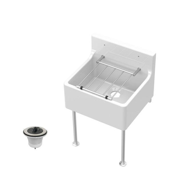 Balterley Traditional Fireclay Cleaner Sink with Waste and Legs White White 362.0000 x 396.0000 x 396.0000mm