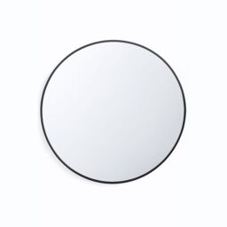 Neo 60cm Black Round Metal Frame Wall Mirror Float Glass HD Reflection Anti Rust Moisture Proof Wall Mounted Bathroom Bedroom Hallway Living Room Vanity Black Black