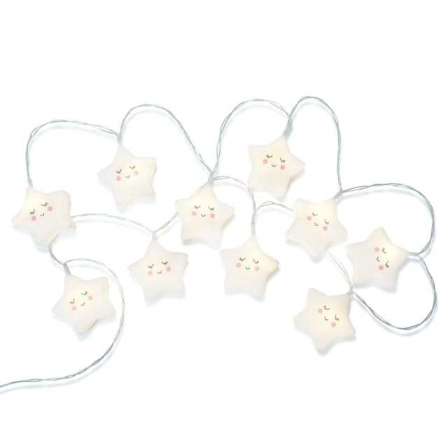ValueLights Set of 10 Kids Battery Powered Fairy String Lights with Stars