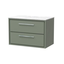 Balterley Framed Design Wall Hung 2 Drawer Vanity with Marble Worktop Green Reed Green 539 x 810 x 460mm