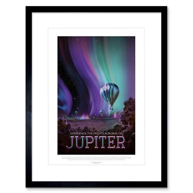 "NASA Space Travel Advert Exploration Jupiter 9x7"" Black Framed Wall Art Print"