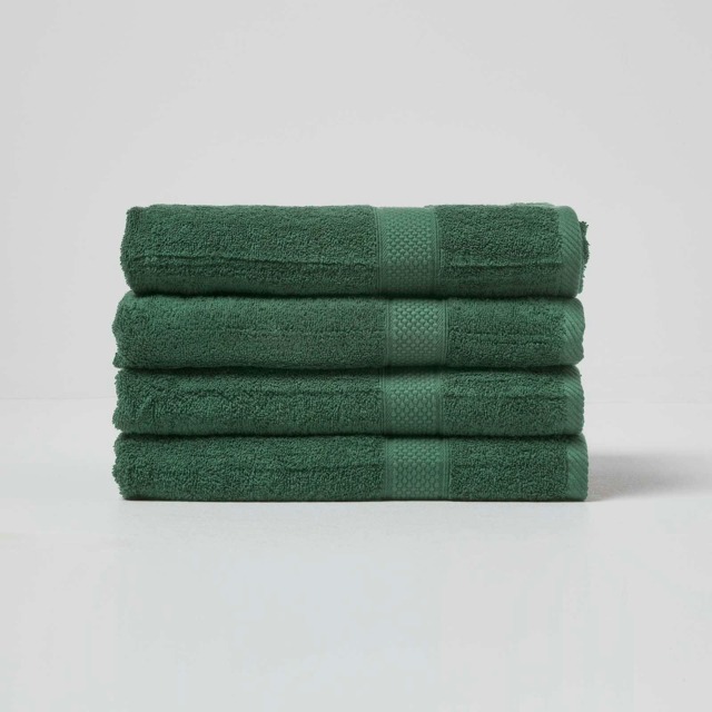 Homescapes Turkish Cotton Bath Towel Set of 4 - Dark Green Green Bath towel 4