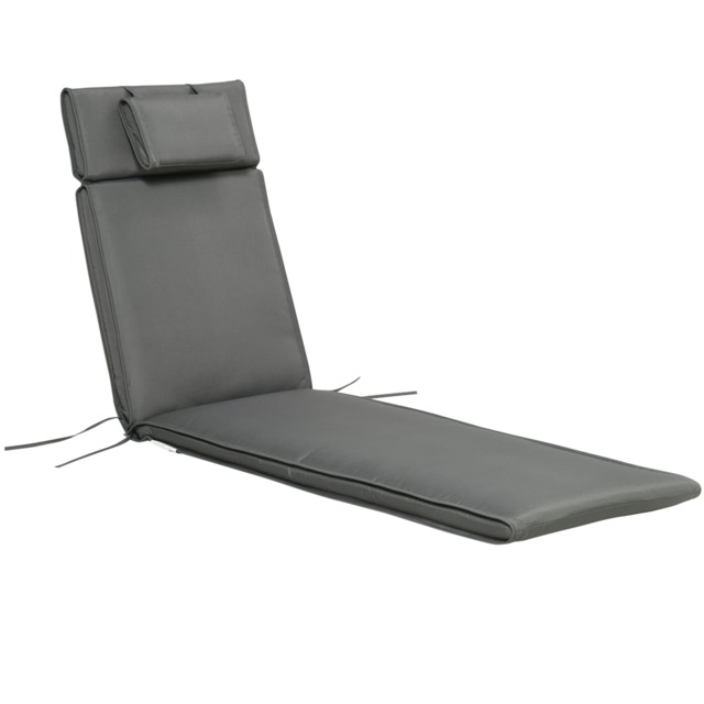 Outsunny Garden Sun Lounger Cushion ONLY, Recliner Pad with Pillow Grey