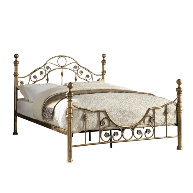 Letchworth Vintage Victorian Style Antique Brass Metal Bed Frame (Double) Bronze Brass Double