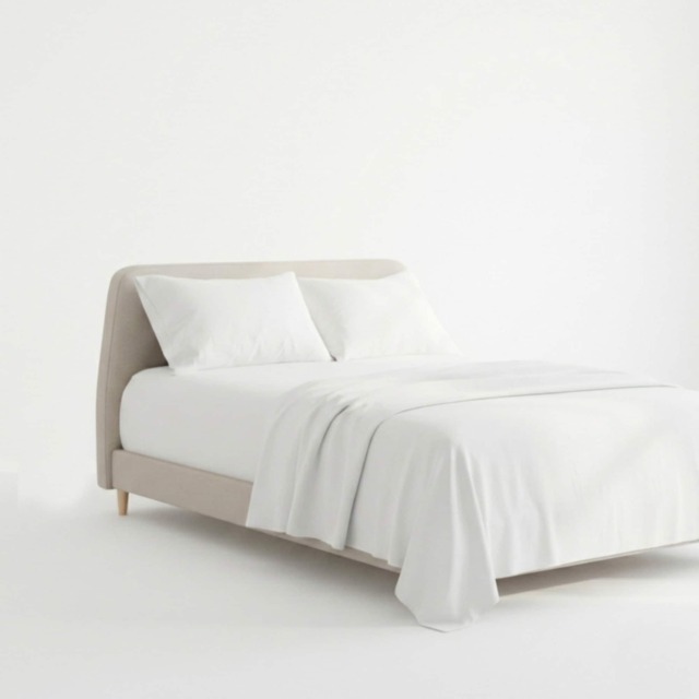 Soft Plain Brushed Cotton Fitted Flat Sheet Matching Pillowcases Set White King