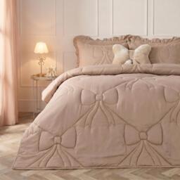 OHS Bow Lattice Coverless 7.5 TOG Duvet Bedding Set with Pillowcase Bronze Natural Double