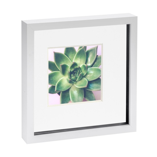 "Nicola Spring 10 x 10"" Photo Frame - White/White Mount - 3D Photo Frame Picture Frame Box Portrait Display Case (53 x 53cm)"