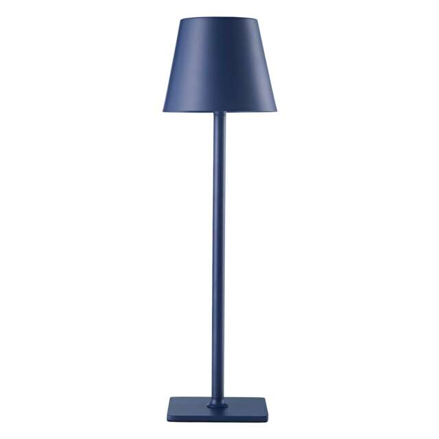 Tall Navy Blue Rechargeable Touch Dimmable Table Lamp with Metal Shade Blue Blue 1