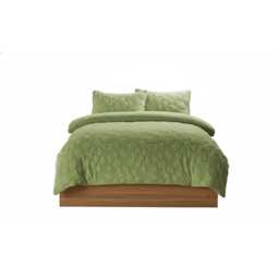 Ultra Soft Teddy Duvet Cover Set Daisy Embossed Cozy Fleece Bedding Green Single