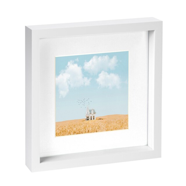 "Nicola Spring 10 x 10"" Photo Frame - White Mount 3D Photo Frame Picture Frame Box Portrait Display Case & Spacer (53 x 53cm)"