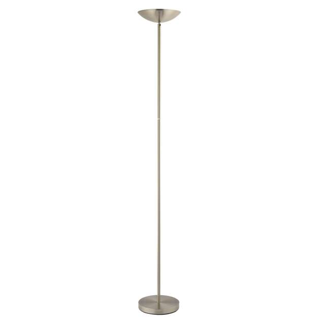 Modern LED Uplighter Metal Floor Lamp in Satin Nickel with Memory Dimmer Button Silver Satin Nickel 1