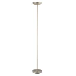 Modern LED Uplighter Metal Floor Lamp in Satin Nickel with Memory Dimmer Button Silver Satin Nickel 1