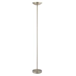 Modern LED Uplighter Metal Floor Lamp in Satin Nickel with Memory Dimmer Button Silver Satin Nickel 1