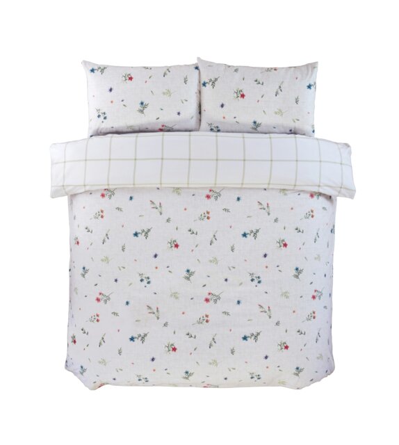Meadow Brushed Cotton Reversible Duvet Cover Set with Pillowcase Multi Not provided 1
