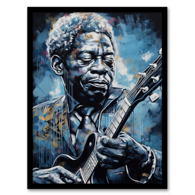 Gospel Blues Melancholy Chicago Soul Musician Black Framed Wall Art Print A4