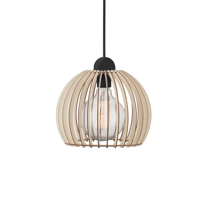 Nordlux Chino Indoor Pendant Light Brown Wood E27 Slatted - Mains Powered, IP20