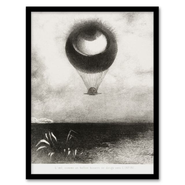 "The Eye Like a Strange Balloon Redon Vintage Framed Wall Art Print 12X16"""