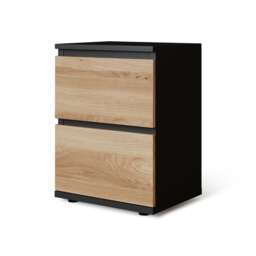 Skagen Minimalist Chest of 2 Drawers Black Black & Oak 1