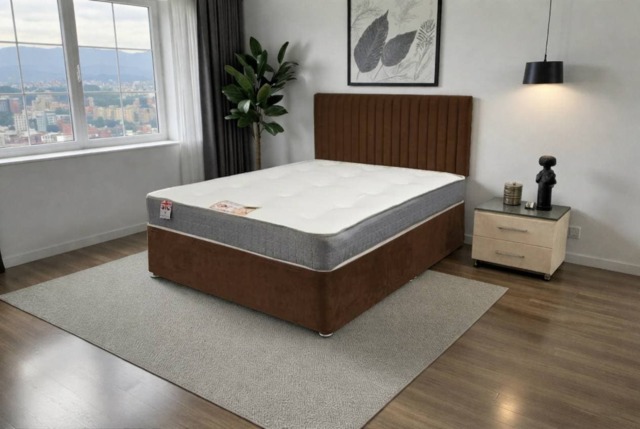 Emily Divan Bed, No Drawers + Sprung Memory Foam Mattress & Headboard