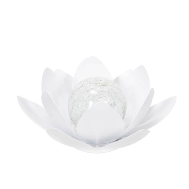 ValueLights Waterlily White Solar Powered Outdoor Lotus Flower Decoration Light