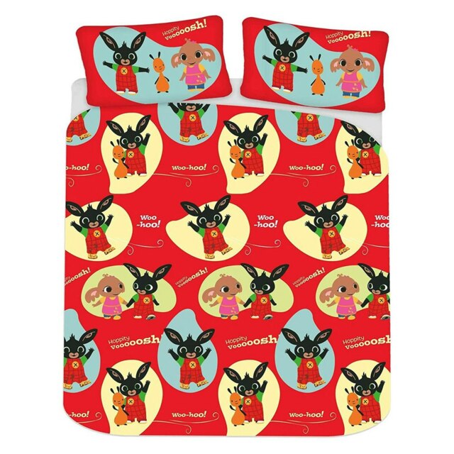 Bing Bunny Woosh Duvet Cover Set - Red/Blue/Yellow - Single Red Single