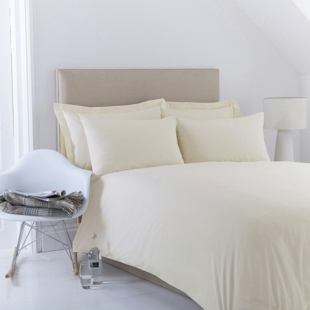 Charlotte Thomas Poetry Plain Dyed Double Ivory Duvet Cover Set - 200 x 200cm Cream Ivory Double