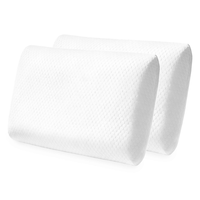 Lavio Ergonomic Memory Foam Pillow for Neck Shoulder Pain Relief Washable 2PC White 2PCS