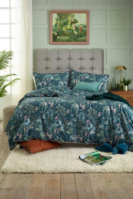 Tropical Leaves 100% Cotton Duvet Cover Set – Digitally Printed with Piped Edging Multi Double