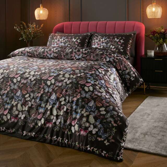 Soiree Papillon Duvet Cover Set Charcoal