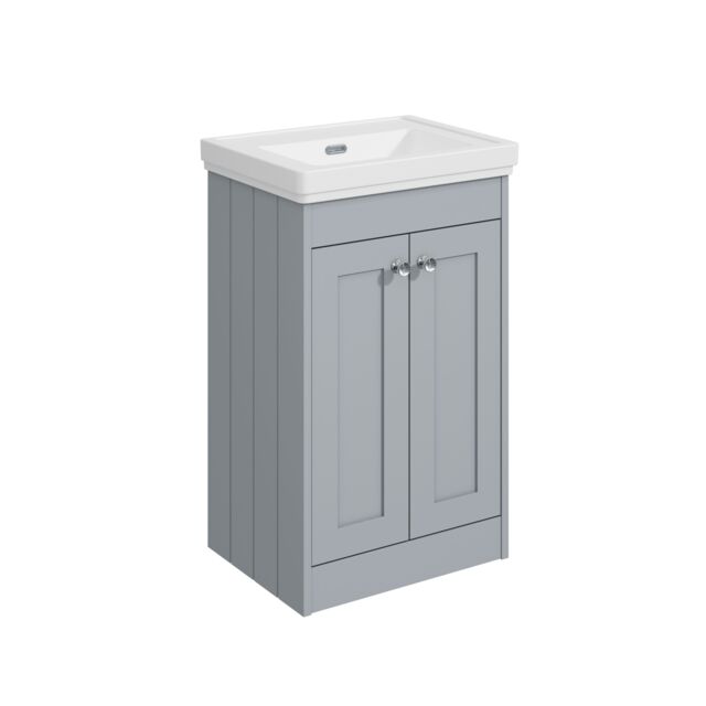 Balterley Floor Standing 2 Door Unit with Classic Basin No Tap Hole Grey 800 x 500 x 390mm